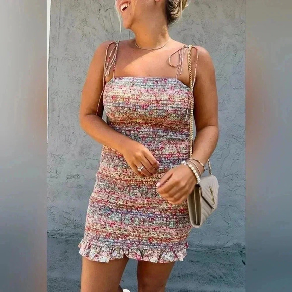 Pink Lily Dresses & Skirts - Pink Lily Bodycon Rainbow Scrunch Mini Dress, size medium